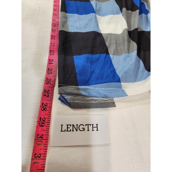 LA MODE WOMEN 2X BLUE PLAID NEW BLOUSE CHECKERED NAUTICAL WORK SHEER OFFICE FARM - Picture 15 of 15